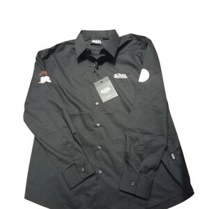 Von Dutch Black Solid With Graphics Men's Button Up Shirt, NWT